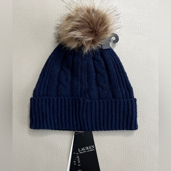 NWT - Polo Ralph Lauren Wool Blended Crown Logo Pom Pom Beanie - Picture 3 of 5